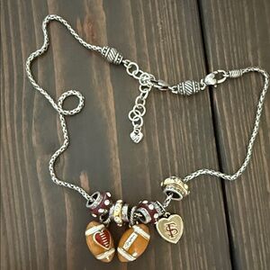 Football Charm Necklace with Silver Chain